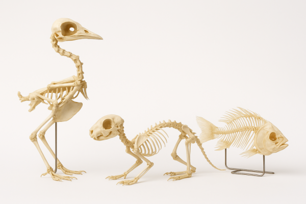 Комплект скелетов различных классов животных