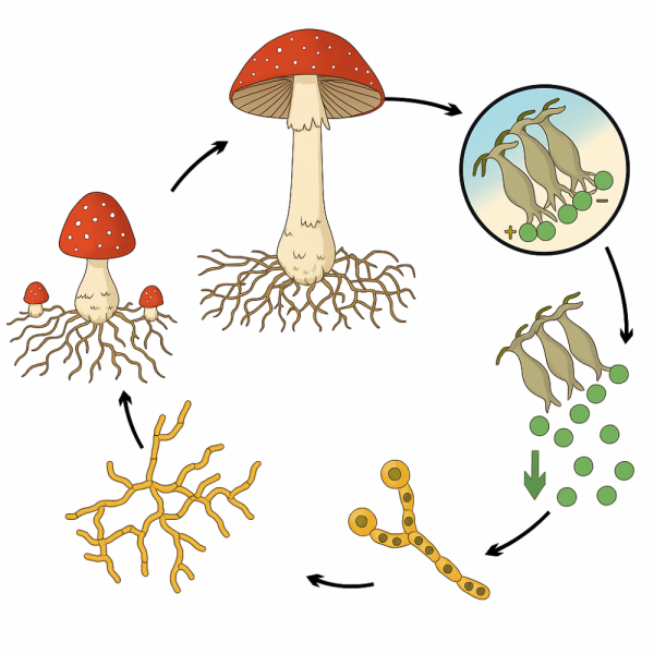 Модель аппликация размножение шляпочного гриба